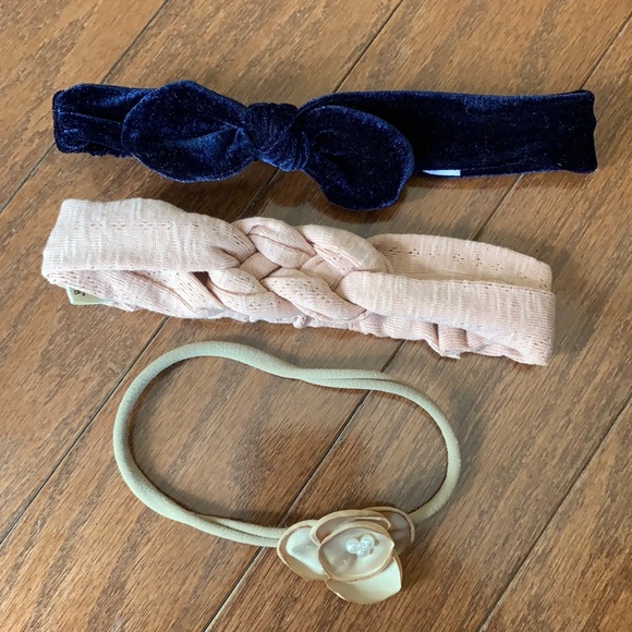 Kate Quinn & Baby Gap Baby Girl Headbands - Bundle of 3 - Velvet Cotton Floral - Picture 1 of 6